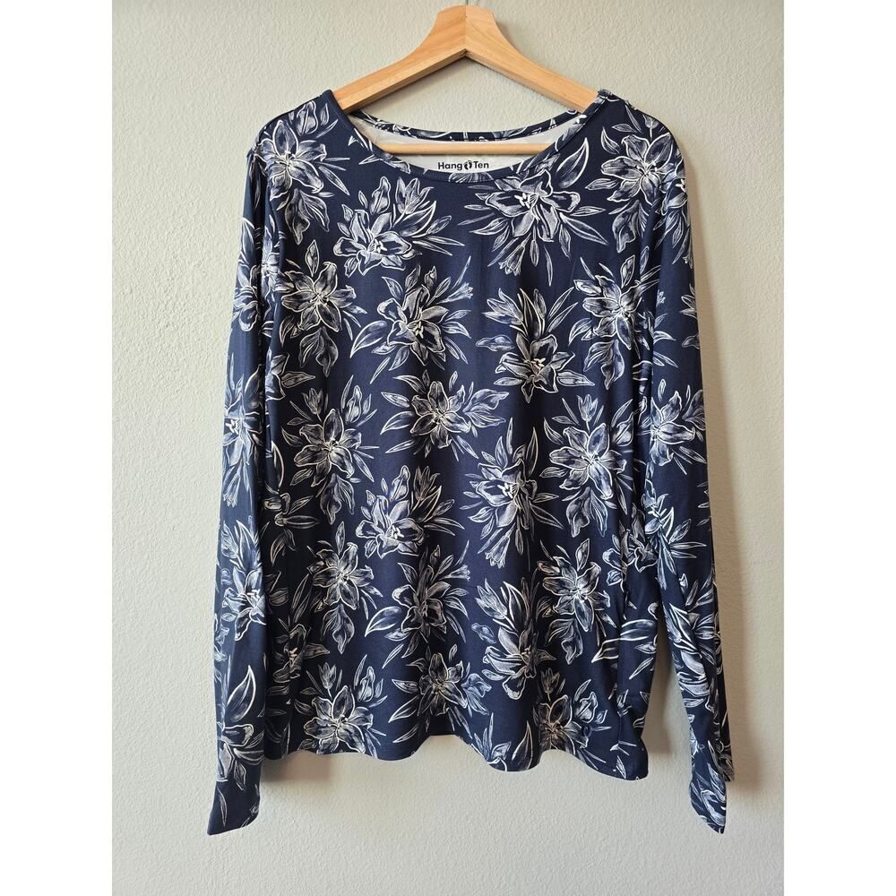 Hang Ten Floral UPF 50+ Quick Dry Top Plus Size XXL Zip Pocket NWT Beach Resort